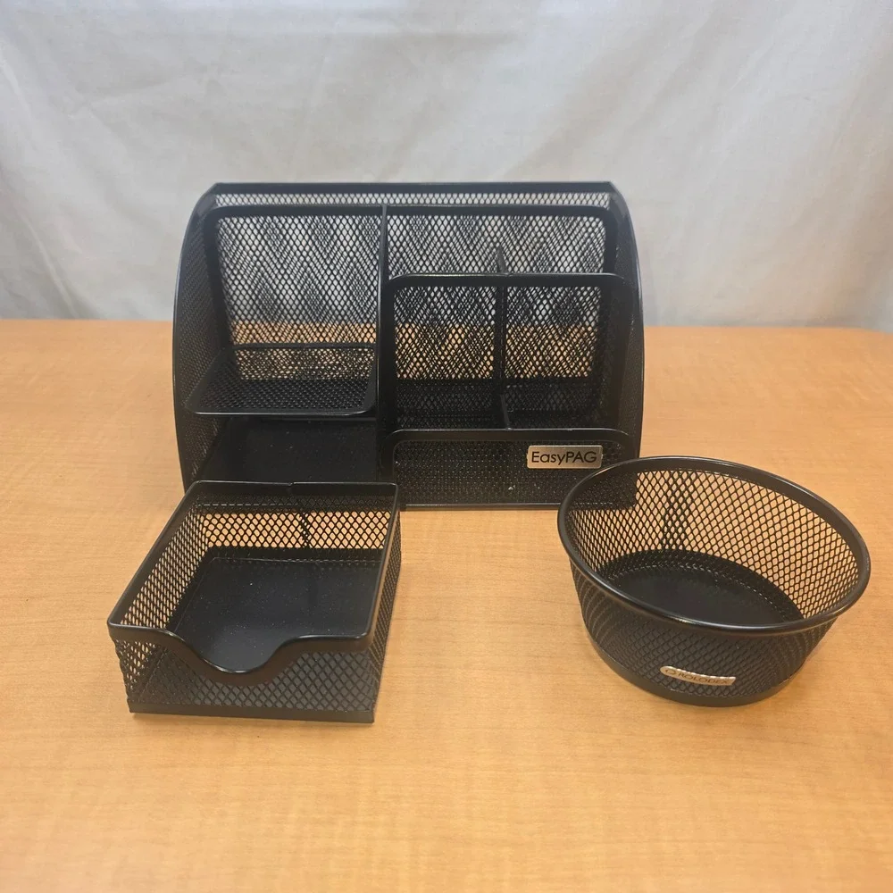 EasyPAG Mesh Desk Organizer Drawer Office Desktop Rolodex Clip Dish Black‎